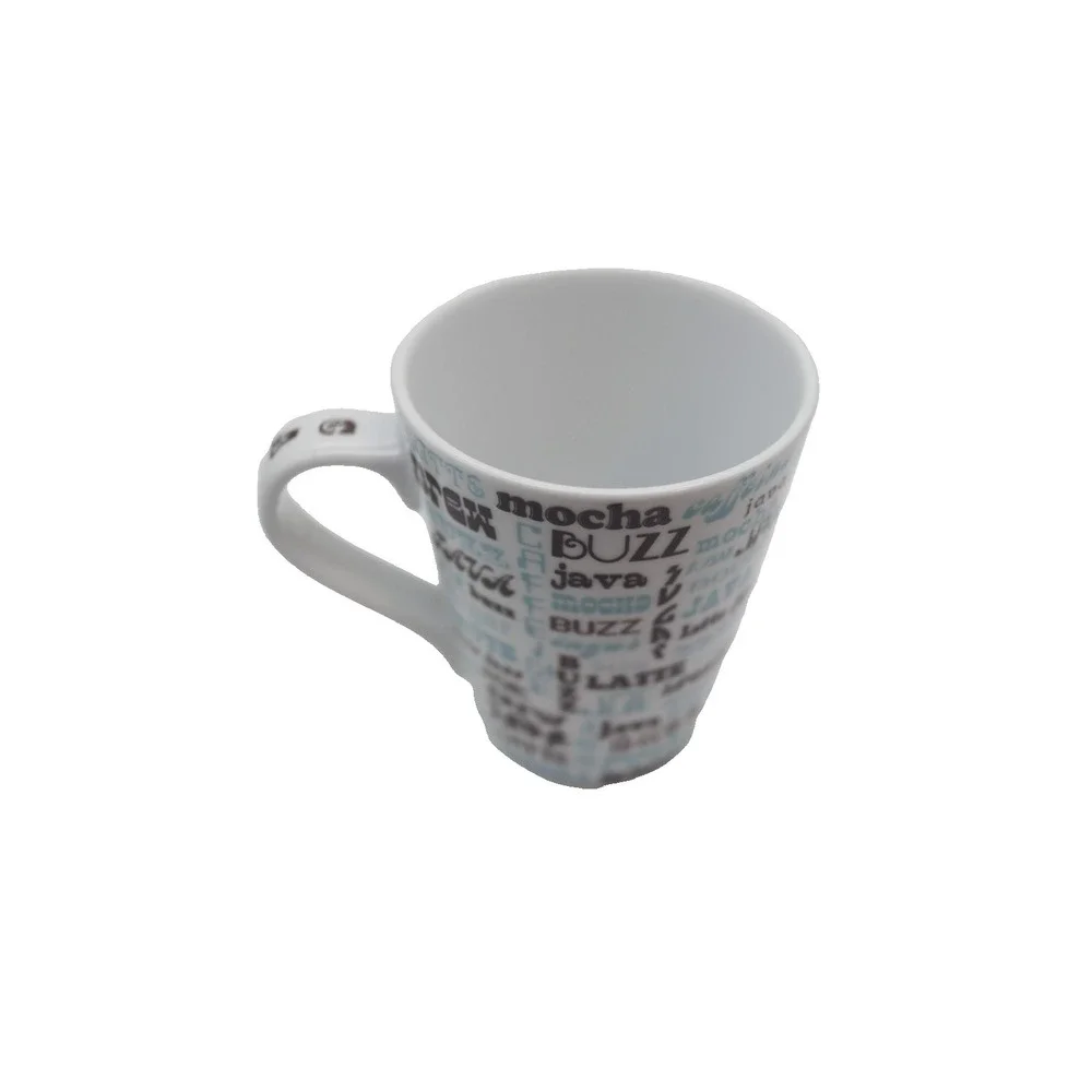 Jonathan Adler Barnes & Noble Coffee Mug | Blue & Brown Typography | Word Cloud
